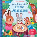Coperta Breakfast for Little Bunnies, cu trei iepurași la micul dejun