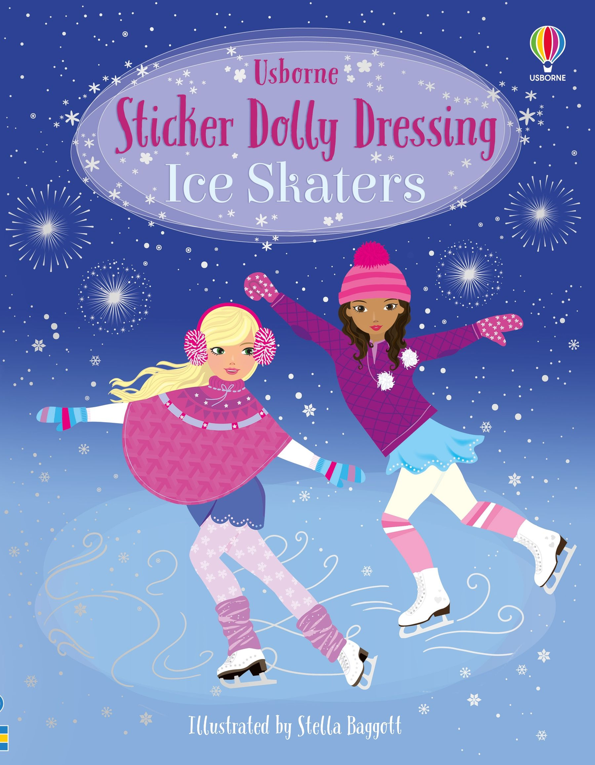 Coperta Usborne Sticker Dolly Dressing Ice Skaters, cu două patinatoare