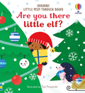 Coperta Usborne Are you there little elf, cu elf ascuns între brazi și un arici
