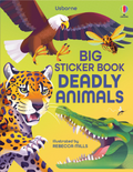 Coperta Usborne Big Sticker Book Deadly Animals, cu crocodil, felină, vultur și insecte