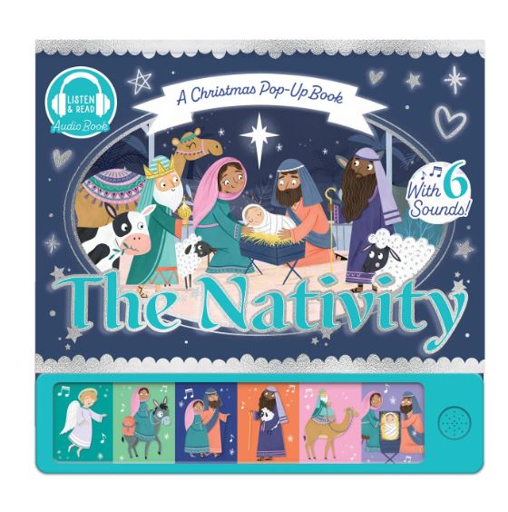Coperta The Nativity, carte pop-up de Crăciun cu șase butoane sonore.